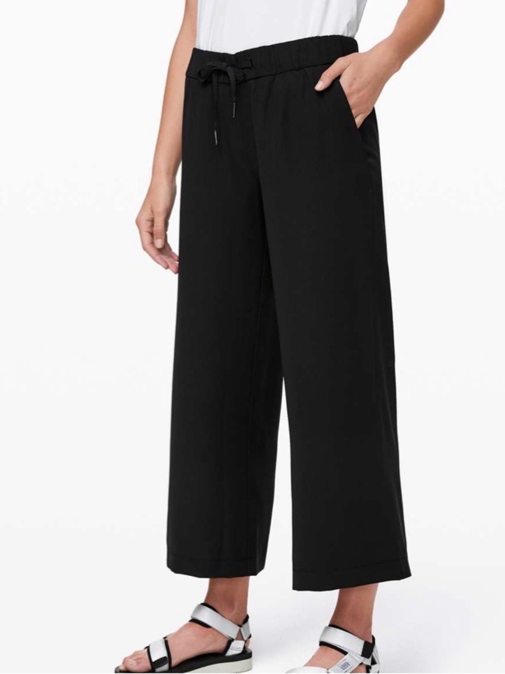 lululemon athletica Black Wide-Leg on the fly Drawstring woven pants